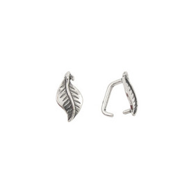 *1754-0274 - Sterling Silver Bail Leaf 6X10MM 4pcs Israel *1754-0274,montreal, quebec, canada, beads, wholesale