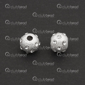 1754-0328 - Sterling Silver Bead Round With Rhinestones 6mm 4pcs USA 1754-0328,Beads,Silver,Sterling,Bead,Metal,Sterling Silver,6mm,Round,Round,With Rhinestones,Grey,USA,4pcs,montreal, quebec, canada, beads, wholesale