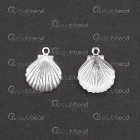 1754-0504 - Sterling Silver 925 Charm Shell 11x11mm with ring 5pcs USA 1754-0504,montreal, quebec, canada, beads, wholesale