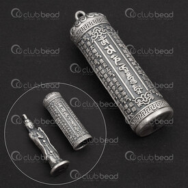 1754-1020-10 - Fine Silver 999 Pendant Mantra Bell 50x15mm Guanyin figure 54x15mm with 1.5mm loop Oxydised 1pc 1754-1020-10,Sterling silver,montreal, quebec, canada, beads, wholesale