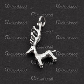 1754-1021-04 - Sterling Silver Charm Deer 19x12x3mm with 5mm soldered ring Oxydised 1pc 1754-1021-04,Sterling silver,Charms and Pendants,montreal, quebec, canada, beads, wholesale