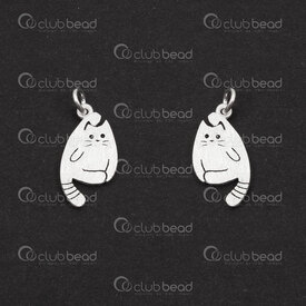 1754-1021-06 - Sterling Silver Charm Cat 14x8x1mm Brushed Finish with 4mm soldered ring Oxydised 1pc 1754-1021-06,Sterling silver,Charms and Pendants,montreal, quebec, canada, beads, wholesale