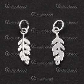 1754-1021-10 - Sterling Silver Charm Leaf 14x5x1.5mm with Zircon Stone Crystal and 5mm soldered ring 1pc 1754-1021-10,Sterling silver,Charms and Pendants,montreal, quebec, canada, beads, wholesale