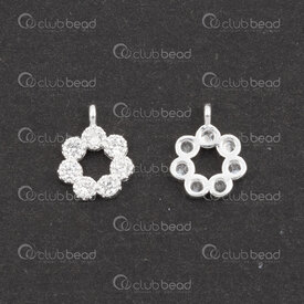 1754-1021-26 - Sterling Silver Charm Flower 7.5x6x1.5mm with Clear Cubic Zirconium Stone and 0.5mm Loop 2pcs 1754-1021-26,Sterling silver,Charms and Pendants,montreal, quebec, canada, beads, wholesale