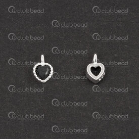 1754-1021-34 - Sterling Silver Charm Heart 5.5x4x2.2mm with Black Zirconium 2pcs 1754-1021-34,Sterling silver,Charms and Pendants,montreal, quebec, canada, beads, wholesale