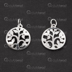 1754-1021-36 - Sterling Silver Charm Tree of Life 16x14x2mm with Soldered Ring 1pc 1754-1021-36,Soldered d ring,montreal, quebec, canada, beads, wholesale