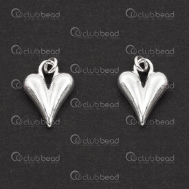 1754-1021-50 - Sterling Silver Charm Heart 12x9x3mm with Soldered Ring 1pc 1754-1021-50,Sterling silver,Charms and Pendants,montreal, quebec, canada, beads, wholesale