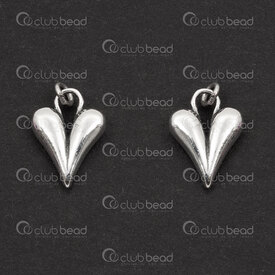 1754-1021-50OX - Sterling Silver Charm Heart 12x9x3mm with Soldered Ring Oxydised 1pc 1754-1021-50OX,Sterling silver,Charms and Pendants,montreal, quebec, canada, beads, wholesale