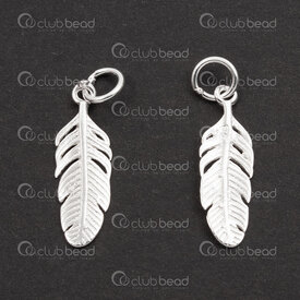 1754-1021-52 - Sterling Silver Charm Feather 19.5x6.5x1mm with Soldered Ring 2pcs 1754-1021-52,Sterling silver,Charms and Pendants,montreal, quebec, canada, beads, wholesale