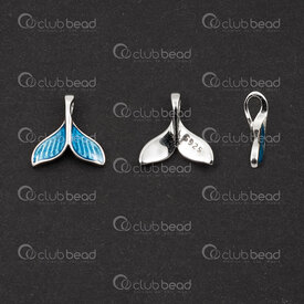 1754-1021-60 - Argent Sterling 925 Breloque Queue de Poisson 10x10mm avec Remplissage Couleur et Boucle 1pc 1754-1021-60,Argent sterling,montreal, quebec, canada, beads, wholesale