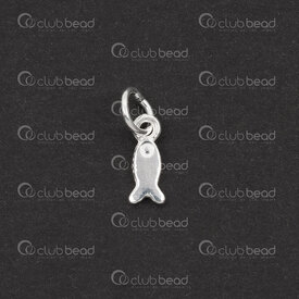 1754-1021-64 - Sterling Silver 925 Charm Fish 9.5x4x1.2mm with Ring 4pcs 1754-1021-64,C,montreal, quebec, canada, beads, wholesale