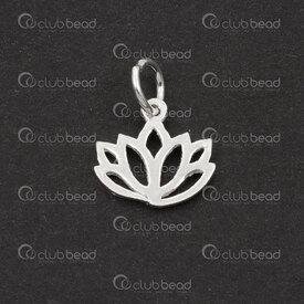 1754-1021-66 - Sterling Silver 925 Charm Lotus Flower 10.5x11x1mm with Ring 2pcs 1754-1021-66,fs,montreal, quebec, canada, beads, wholesale