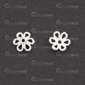 1754-1022-0604 - Sterling Silver Bead Cap 6mm Flower Design Dot Edge 0.8mm hole 10pcs 1754-1022-0604,chapeau,montreal, quebec, canada, beads, wholesale