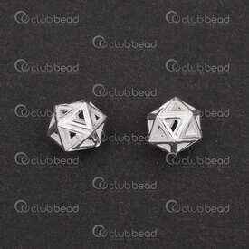 1754-1024-08 - Sterling Silver Bead Geometrical Triangle Face 8x7x7mm Hollow 1mm hole 4pcs 1754-1024-08,Bille triangle,montreal, quebec, canada, beads, wholesale