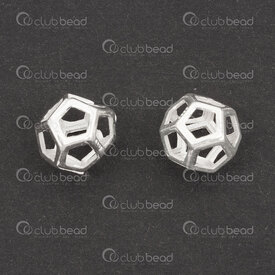 1754-1024-10 - Sterling Silver Bead Geometrical Pentagon Face 9.5x8x8mm Hollow 3mm hole 4pcs 1754-1024-10,Sterling silver,Beads,montreal, quebec, canada, beads, wholesale