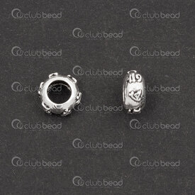 1754-1024-12OX - Sterling Silver Spacer Bead 6x2.5mm Mantra Design 3mm hole Oxydised 5pcs 1754-1024-12OX,Beads,Silver,Sterling,montreal, quebec, canada, beads, wholesale