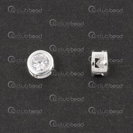 1754-1024-16 - Sterling Silver Spacer Bead 5.5x3.5mm with Zirconium Crystal 2.2mm hole 2pcs 1754-1024-16,Beads,Silver,Sterling,montreal, quebec, canada, beads, wholesale