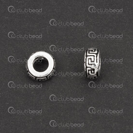 1754-1024-18OX - Sterling Silver Spacer Bead 6.5x3.5mm Greek Key Design 3.5mm hole Oxydised 5pcs 1754-1024-18OX,argent sterling,montreal, quebec, canada, beads, wholesale