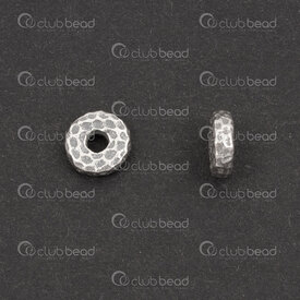 1754-1024-20OX - Sterling Silver Spacer Bead 5.5x2mm Hammered Dot Design 1.5mm hole Oxydised 5pcs 1754-1024-20OX,Beads,Silver,montreal, quebec, canada, beads, wholesale