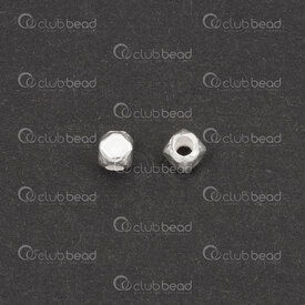 1754-1024-26 - Sterling Silver Bead Cube 3mm Cut Corner 1.5mm hole 10pcs 1754-1024-26,Beads,Silver,montreal, quebec, canada, beads, wholesale