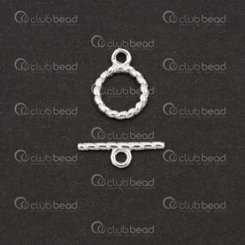 1754-1025-10 - Sterling Silver 925 Toggle Clasp Twisted Ring 10x8x1.2mm Bar 12x1.2mm 2 Sets 1754-1025-10,24,montreal, quebec, canada, beads, wholesale