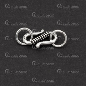 1754-1025-12 - Sterling Silver 925 Clasp Hook and Eye 11.5x7mm with Dot Design and 2 Ring 2pcs 1754-1025-12,fs,montreal, quebec, canada, beads, wholesale