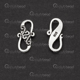 1754-1025-14OX - Sterling Silver 925 Clasp Hook 12x6x1.5mm with Fancy Design Oxydized 4pcs 1754-1025-14OX,fs,montreal, quebec, canada, beads, wholesale
