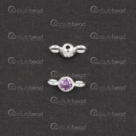 1754-1026-02 - Argent Sterling Lien 8.5x3.5x2.5mm avec Zirconium Amethyste et Boucle 1.2mm 2pcs 1754-1026-02,Argent sterling,Autres accessoires,montreal, quebec, canada, beads, wholesale