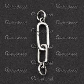 1754-1026-10OX - Argent Sterling Lien Double Rectangle Arrondi 16.5x6.5x1mm 12x5.5x1.5mm avec 2 Anneaux Soude 5.5mm Oxide 2Ensembles 1754-1026-10OX,Argent sterling,Autres accessoires,montreal, quebec, canada, beads, wholesale