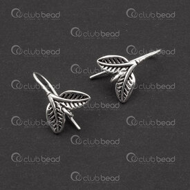 1754-1027-02 - Argent Sterling 925 Crochet d'oreille Feuille Oxydé 15.5x11.5x0.8mm Avec Anneau 1.2mm 2pcs 1754-1027-02,Earrings,2pcs,Sterling Silver 925,Earring Hook,Feuille,15.5x11.5x0.8mm,Gris,Oxydised,Métal,With 1.2mm Ring,2pcs,Chine,montreal, quebec, canada, beads, wholesale