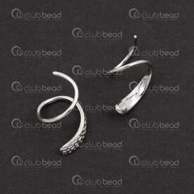 1754-1027-16 - Sterling Silver Earring Swirl Cuff 13x8x0.8mm with Fancy Design 2pcs (1pair) 1754-1027-16,torsade,montreal, quebec, canada, beads, wholesale