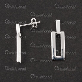1754-1027-22 - Sterling Silver Earring Stud 11x0.7mm Rectangle 14x6x1.5mm with Clutch 2pcs (1pair) 1754-1027-22,clou or,montreal, quebec, canada, beads, wholesale