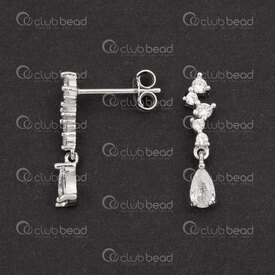 1754-1027-34 - Sterling Silver 925 Earring Stud Drop 11x0.7mm Natural With Clear Cubic Zirconia Stone 2pcs (1pair) 1754-1027-34,Findings,Earrings,Sterling Silver 925,Earring Stud,Drop,11x0.7mm,Grey,Natural,Metal,With Clear Cubic Zirconia Stone,2pcs (1pair),China,montreal, quebec, canada, beads, wholesale