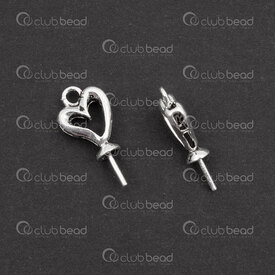 1754-1028-02 - Sterling Silver Up Eye Peg Bail Bead Cap Heart 17x9x3mm Antique Silver Pin 5x1mm with 2mm loop 2pcs 1754-1028-02,Findings,Connectors,Up eye bails,Sterling Silver,Up Eye Peg Bail Bead Cap,Heart,17x9x3mm,Grey,Antique Silver,Metal,Pin 5x1mm with 2mm loop,2pcs,China,montreal, quebec, canada, beads, wholesale