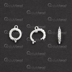 1754-1028-08 - Sterling Silver Bail-Clasp Round 9x7x1.5mm with Crystal Rhinestone Inner Diameter 4.5mm Platinum Plated 2pcs 1754-1028-08,Sterling silver,Clasps,montreal, quebec, canada, beads, wholesale