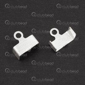 1754-1029-0410 - Sterling Silver Connector U shape 10.3x9.5x5mm Lined Design with loop 4pcs 1754-1029-0410,Sterling silver,Connectors,montreal, quebec, canada, beads, wholesale