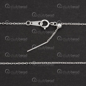 1754-1110-181.0A - Argent Sterling Chaine Forcat 1x1.5x0.2mm avec Tige 0.7x12mm et Bille Ajustable Collier 18po (45cm) 1pc 1754-1110-181.0A,Argent sterling,montreal, quebec, canada, beads, wholesale