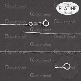 1754-1140-180.6P - Sterling Silver Box Chain 0.64mm with Pin 0.7x12mm 18“ Necklace Platinum Plated 1pc 1754-1140-180.6P,Chains,Sterling Silver,montreal, quebec, canada, beads, wholesale