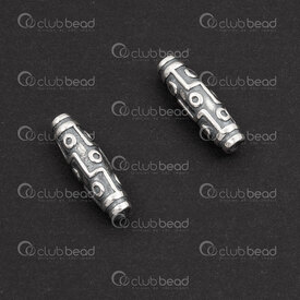 1754-1240307-06 - Sterling Silver Bead Tube 16x4.7mm Dzi Design 1.2mm hole 2pcs 1754-1240307-06,175,montreal, quebec, canada, beads, wholesale