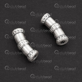 1754-1240307-08 - Argent Sterling Bille Tube Courbe 17.5x6mm Motif Fantaisie Trou 2mm 2pcs 1754-1240307-08,Argent sterling,montreal, quebec, canada, beads, wholesale