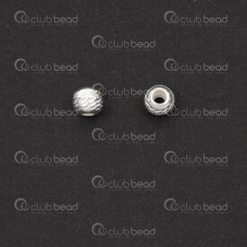 1754-1240601-0204 - Sterling Silver 925 Bead Round 3.5x4mm Cut Design 1.7mm Hole 10pcs 1754-1240601-0204,C,montreal, quebec, canada, beads, wholesale