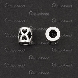 1754-12414-02 - Sterling Silver 925 Bead Cylinder 6x6mm Heart Design 3mm Hole 2pcs 1754-12414-02,d,montreal, quebec, canada, beads, wholesale