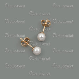 1755-0028 - Gold Filled 14K Post Earring with White Crystal Pearl Round 4mm 1pair USA 1755-0028,Gold Filled,Earrings,montreal, quebec, canada, beads, wholesale