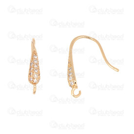1755-1022 - Gold Filled 14K Earring hook 17.5x11x3.5mm with rhinestone with ring 4 pcs (2 pairs) 1755-1022,gold filled,montreal, quebec, canada, beads, wholesale
