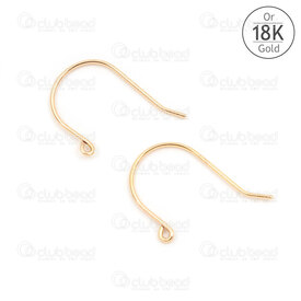 1757-1020-020.6 - Gold 18K Earring Fish Hook 11.5x12x0.6 with Loop 2pcs (1pair) 1757-1020-020.6,18K gold,montreal, quebec, canada, beads, wholesale