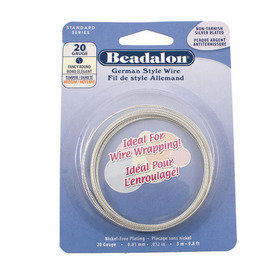 180B-520 - Beadalon Copper Wire Round Fancy 20 Gauge Silver 3m USA 180B-520,montreal, quebec, canada, beads, wholesale