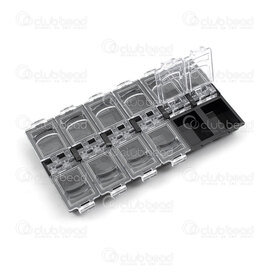 2001-0116-BK - Plastic Storage Box 13x7.5x1.4xm 12 container 22.5x16x10mm with Individual Lid White 1pc 2001-0116-BK,2001-0,montreal, quebec, canada, beads, wholesale