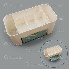 2001-0118 - Plastic Organizer with Storage 11x20.3x10.5cm White-Blue 1pc 2001-0118,Boxes,montreal, quebec, canada, beads, wholesale