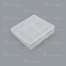 2001-0218 - Plastic Storage Box 33x30mm (6) 90x16mm (1) Clear 9x9.5x2cm 1pc 2001-0218,Boxes,Storage,montreal, quebec, canada, beads, wholesale