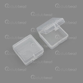 2001-0222-34 - Plastic Storage Square Box 34x34x16mm inner Hookable Clear 38x38x20mm 10pcs 2001-0222-34,2001-0,montreal, quebec, canada, beads, wholesale